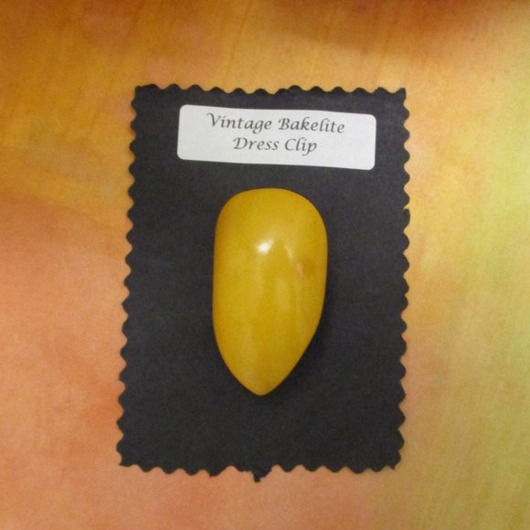 Art Deco BAKELITE Convertible Dress Clip ~ 1930s Egg Yolk Yellow Bakelite Clip - Picture 7 of 15
